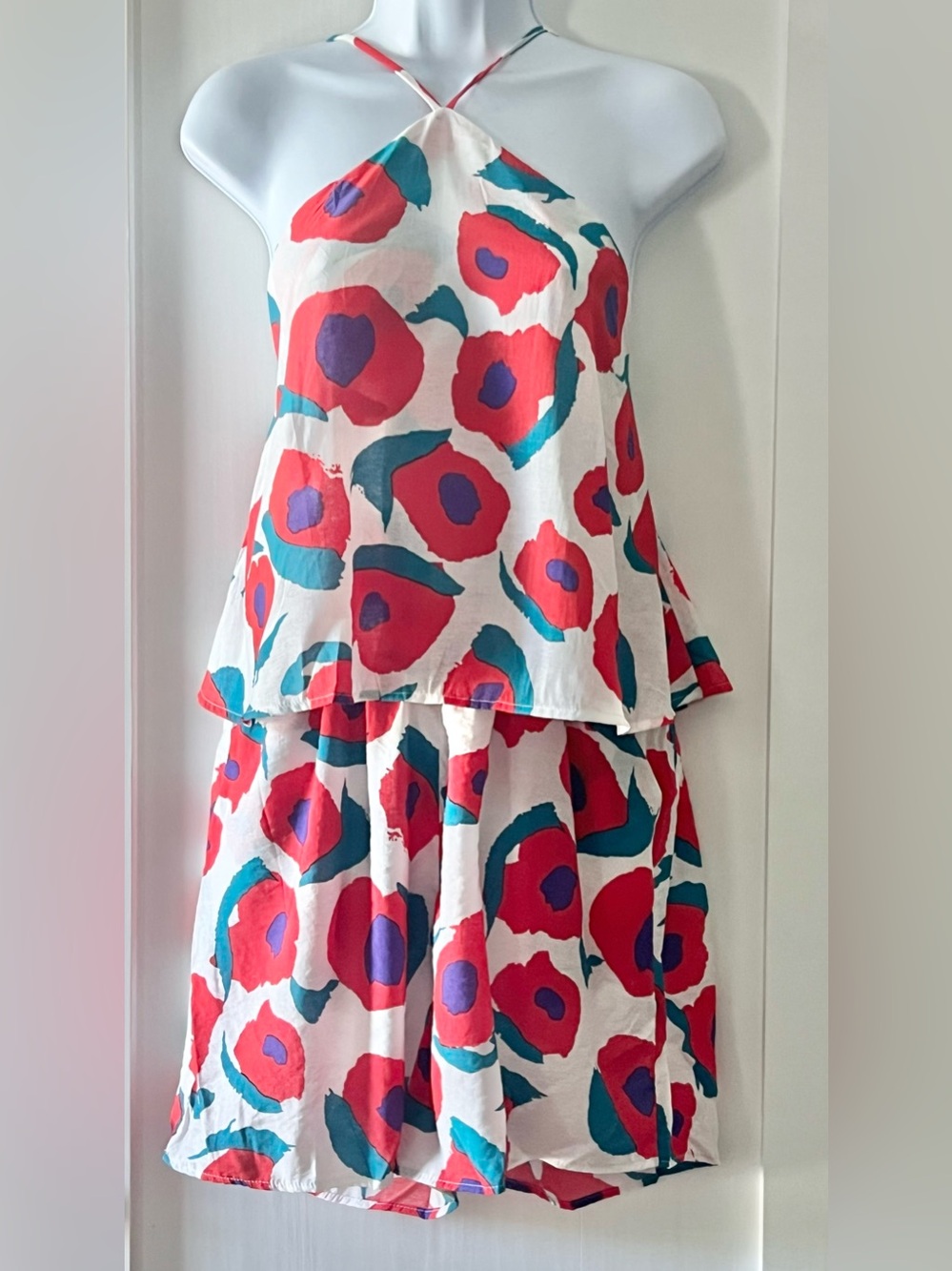 Gilli Shorts Romper Jumpsuit Halter Neck Pockets Floral Poppy Women Large